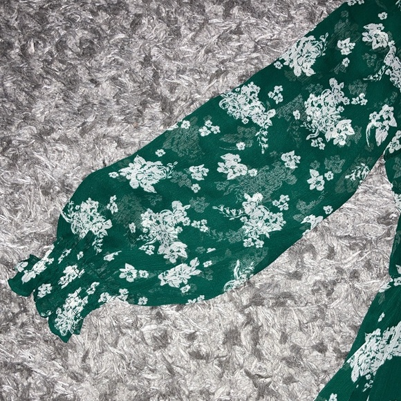 Size M LC Lauren Conrad High Low Wrap Maxi Dress sheer long sleeve front tie - Picture 5 of 13